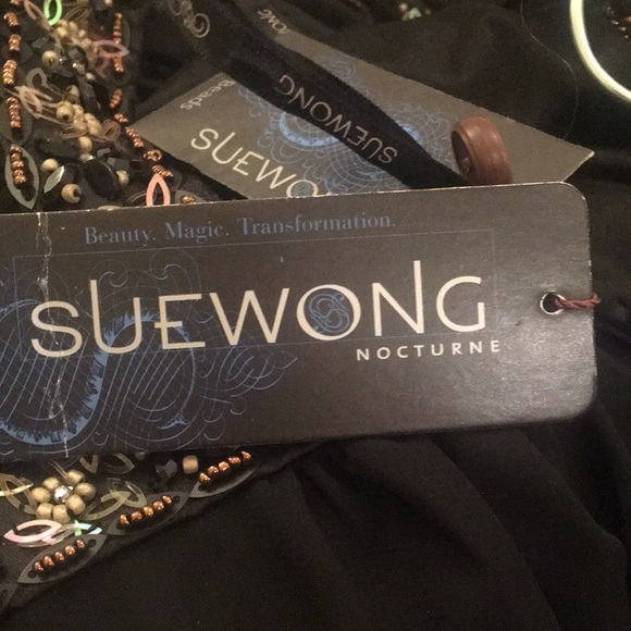 (12) SUE WONG Nocturne Maxi Halter Embellished Dress - Picture 7 of 10